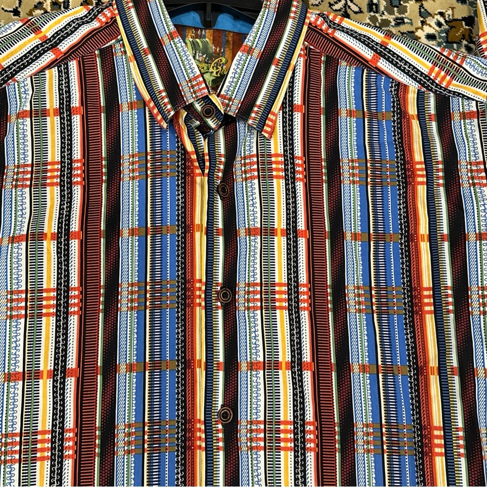 Robert Graham Blue and Red Plaid Men's Shirt - Picture 9 of 13